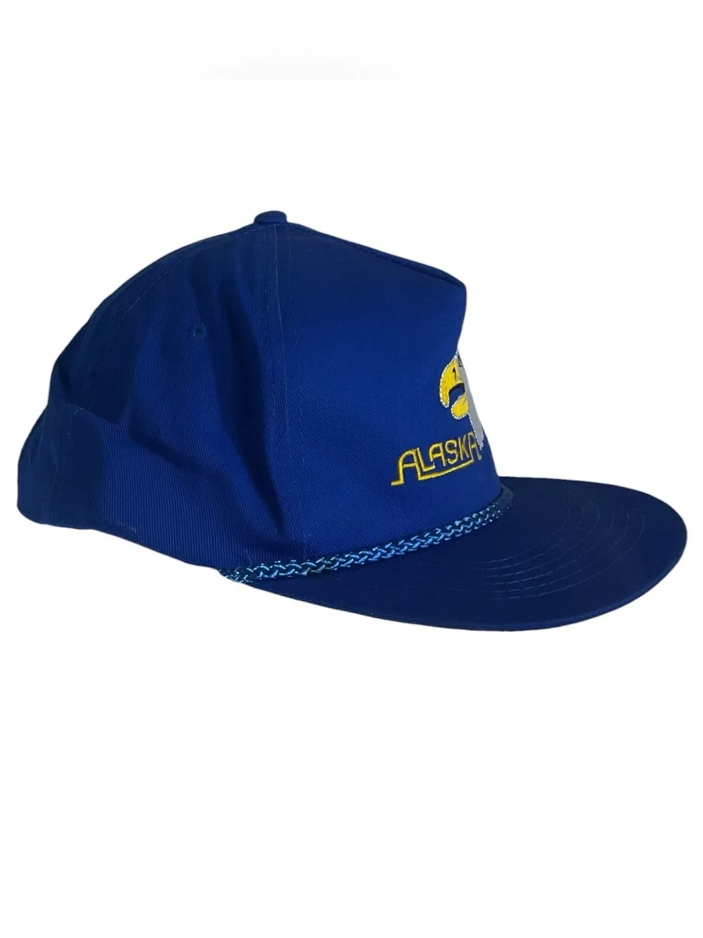Vintage Alaska Eagle Snapback Hat Blue Rope Cap Adjustable Headliners USA Made